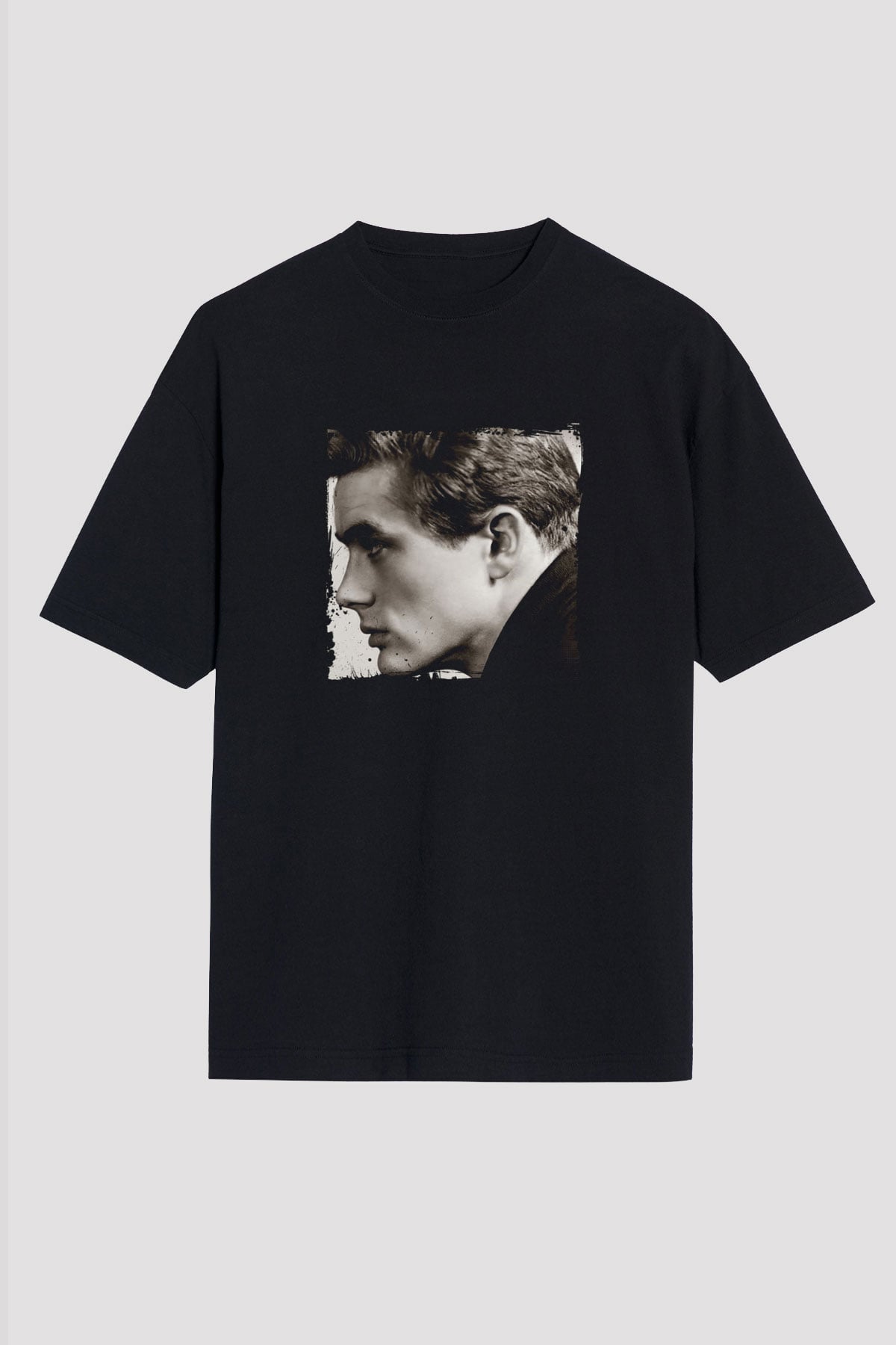 James Dean Baskılı Unisex Siyah Oversize Tişört