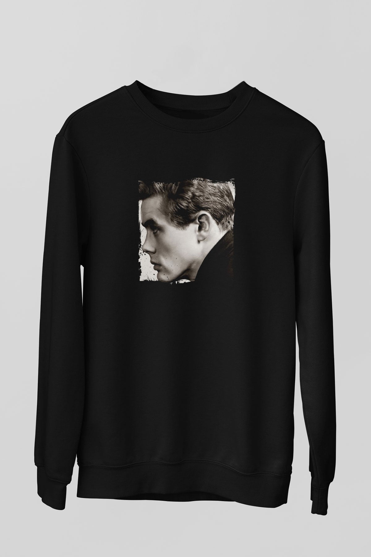 James Dean Baskılı Unisex Siyah Sweatshirt