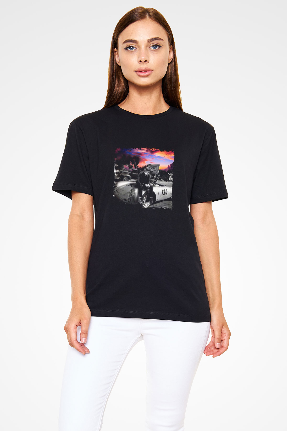 James Dean Baskılı Unisex Siyah Tişört