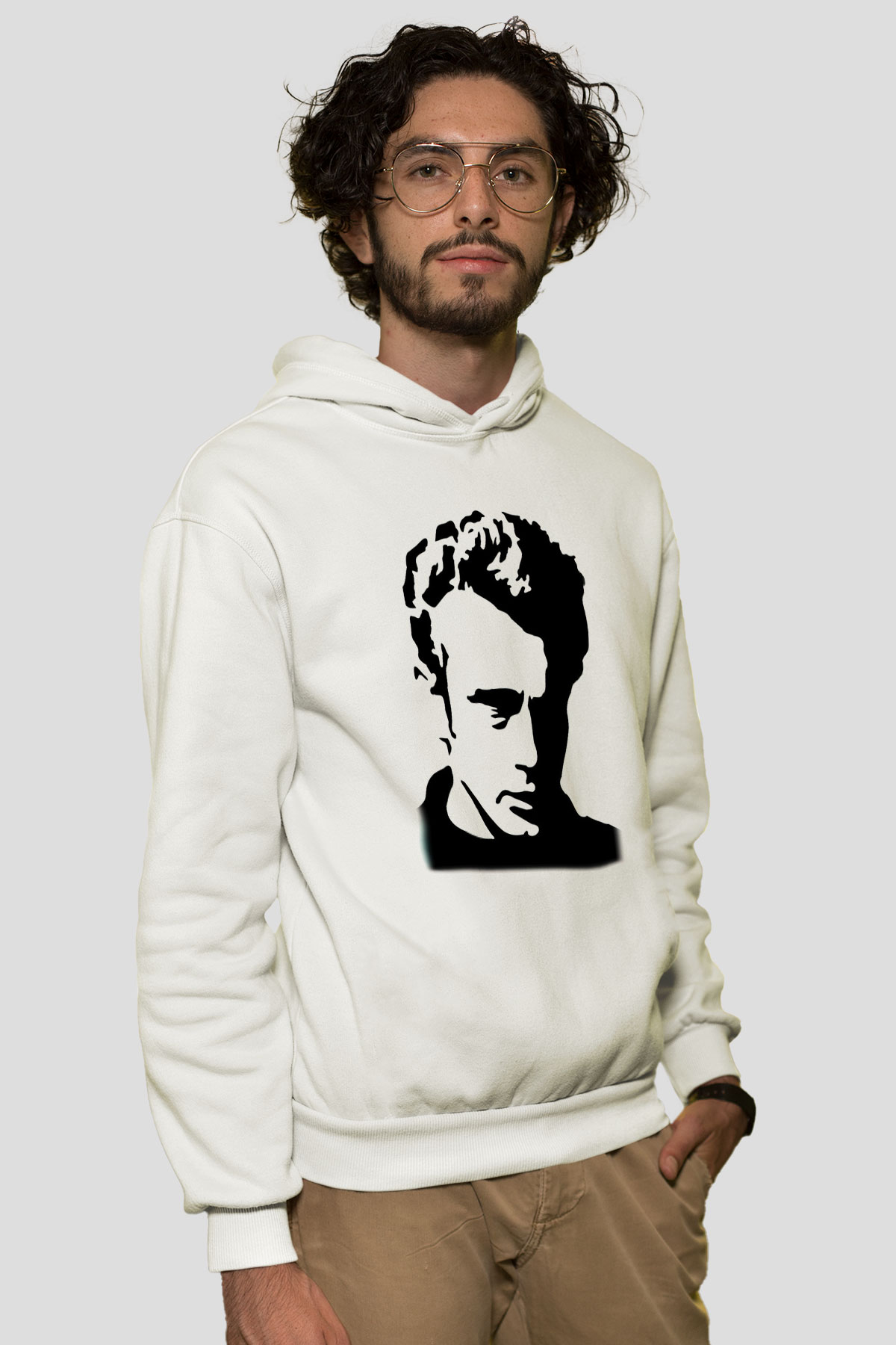 James Dean Beyaz Unisex Kapşonlu Sweatshirt