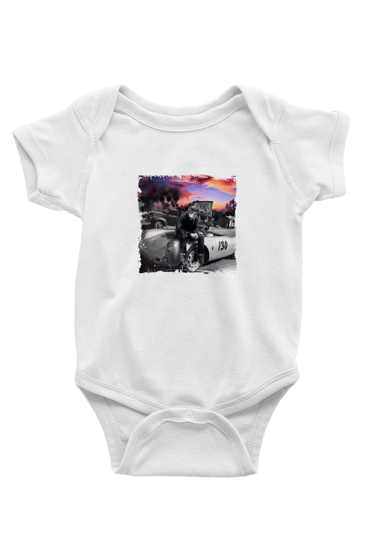 James Dean Unisex Baskılı Beyaz Bebek Body - Zıbın