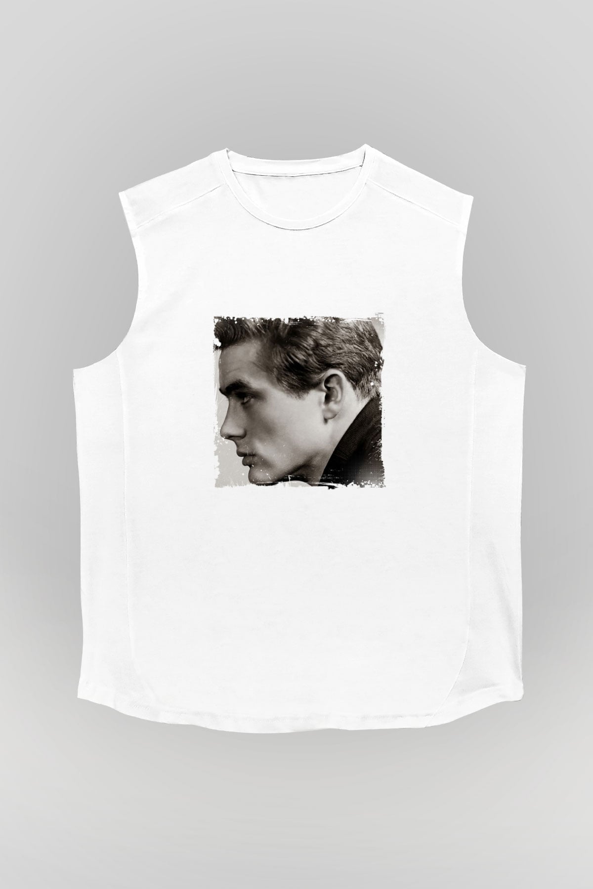 James Dean Unisex Baskılı Beyaz Kolsuz Tişört
