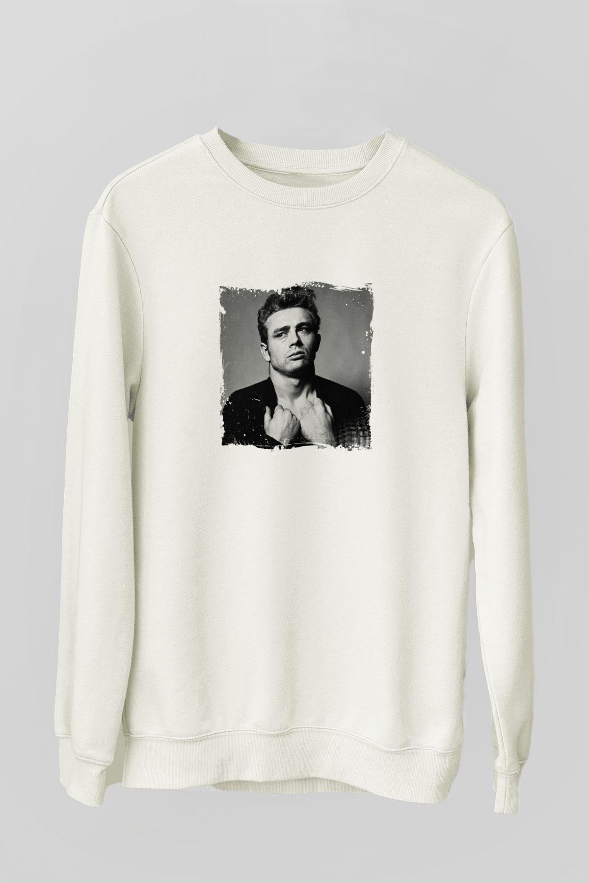 James Dean Unisex Baskılı Beyaz Sweatshirt