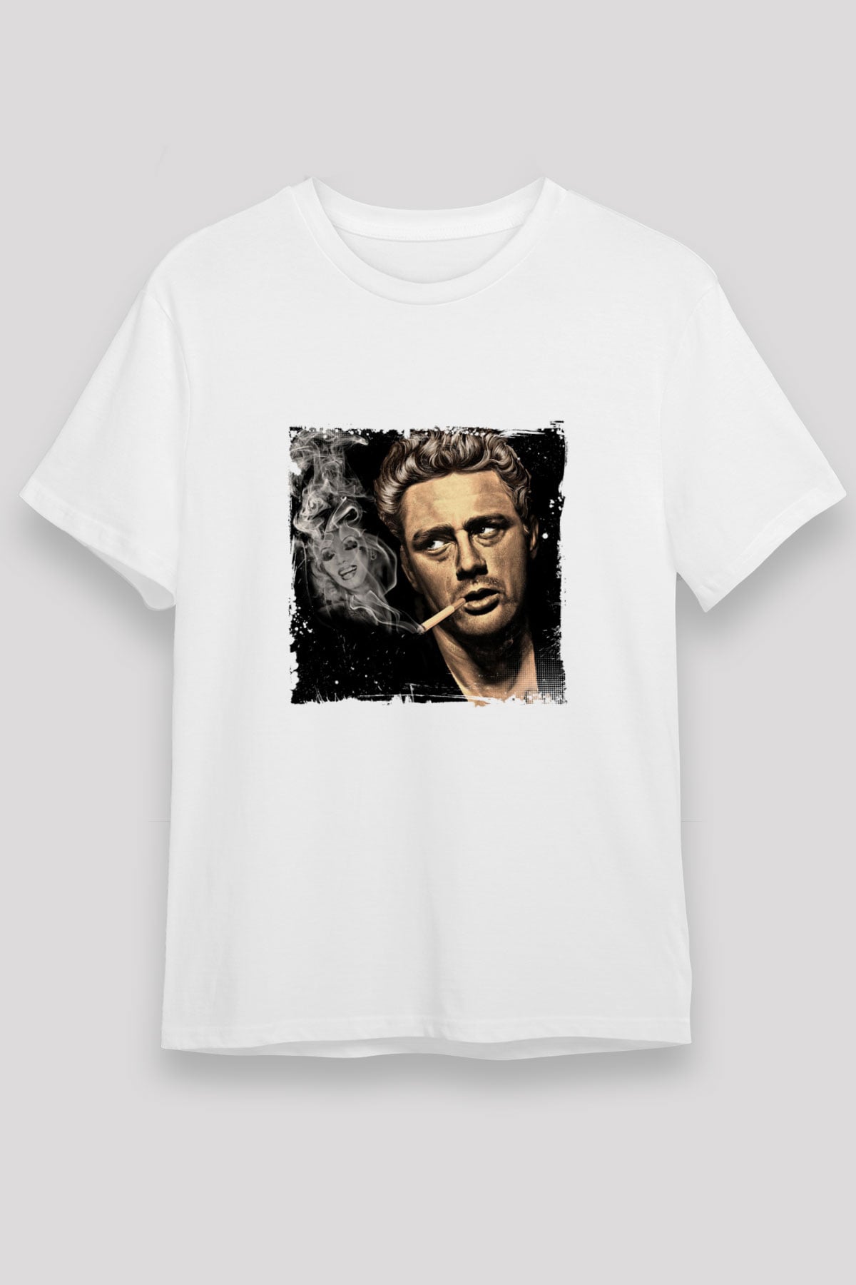 James Dean Unisex Baskılı Beyaz Tişört