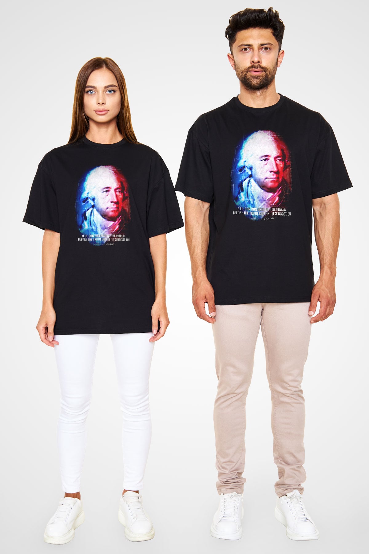 James Watt Portre Baskılı Unisex Oversize Tişört - Tshirt