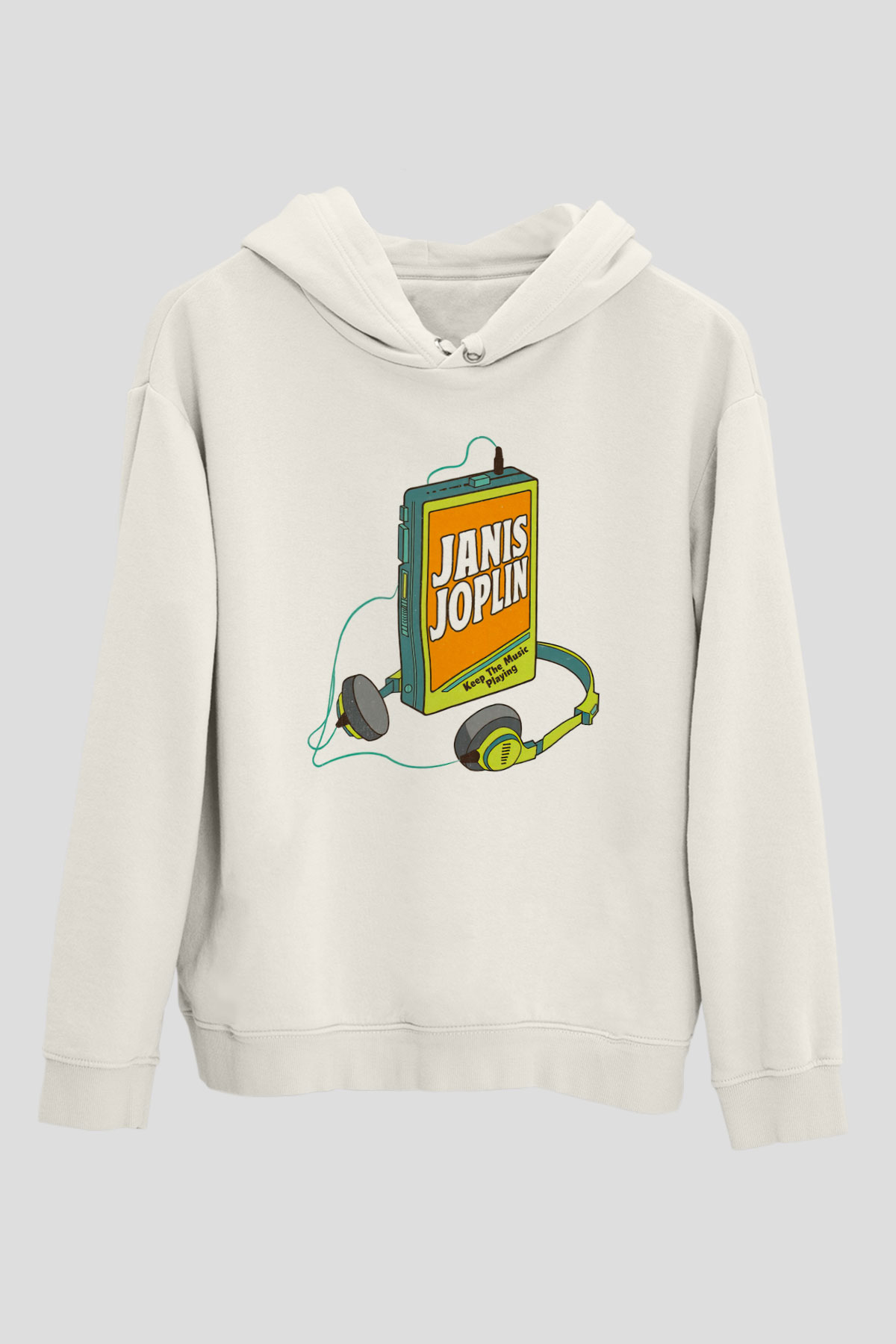 Janis Joplin Beyaz Unisex Kapüşonlu Sweatshirt