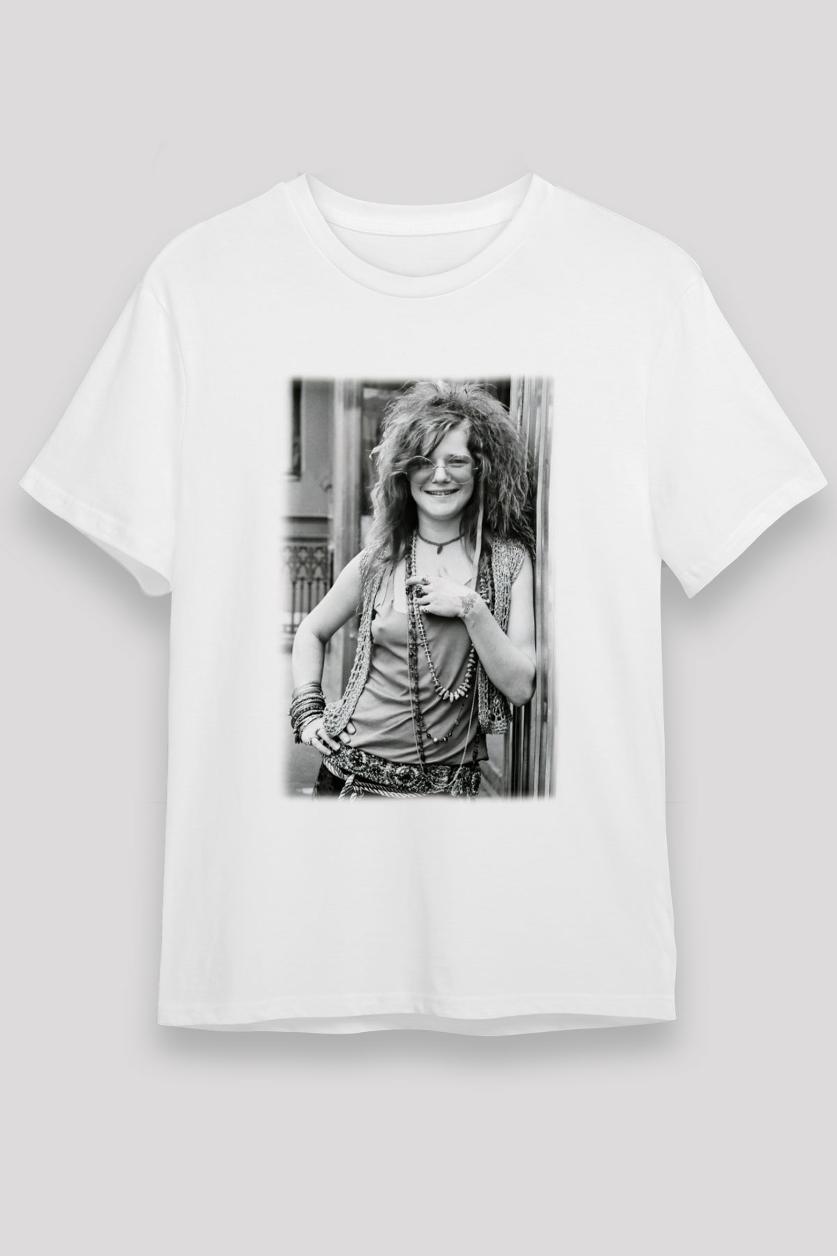 Janis Joplin Beyaz Unisex Tişört T-Shirt - TişörtFabrikası