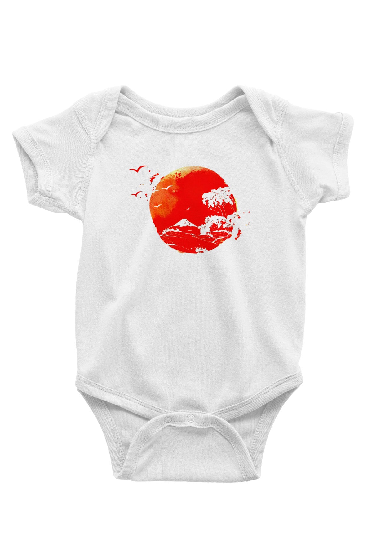 Japonya Baskılı Beyaz Unisex Bebek Body - Zıbın