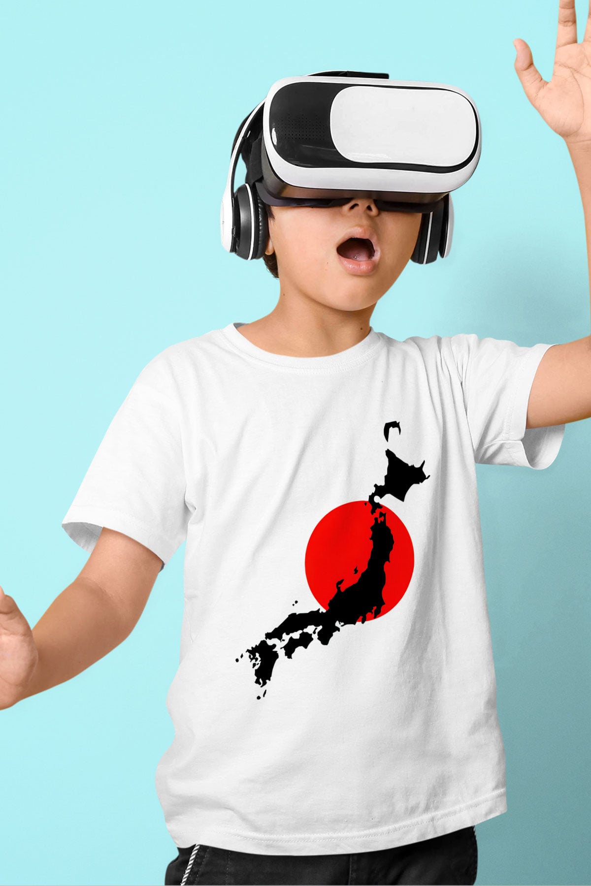 Japonya Baskılı Beyaz Unisex Çocuk Tişört