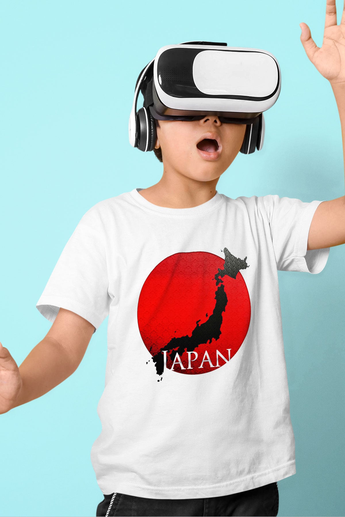 Japonya Baskılı Beyaz Unisex Çocuk Tişört