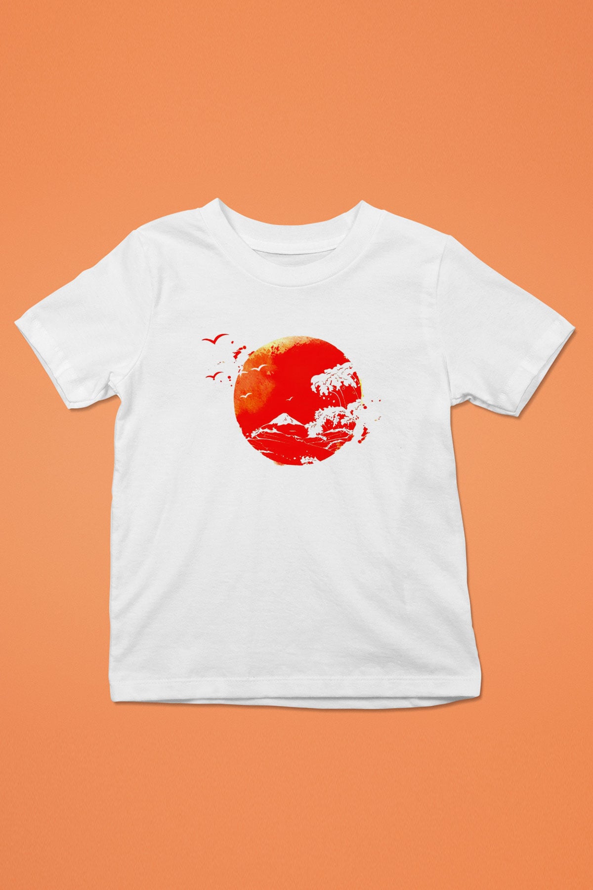 Japonya Baskılı Beyaz Unisex Çocuk Tişört