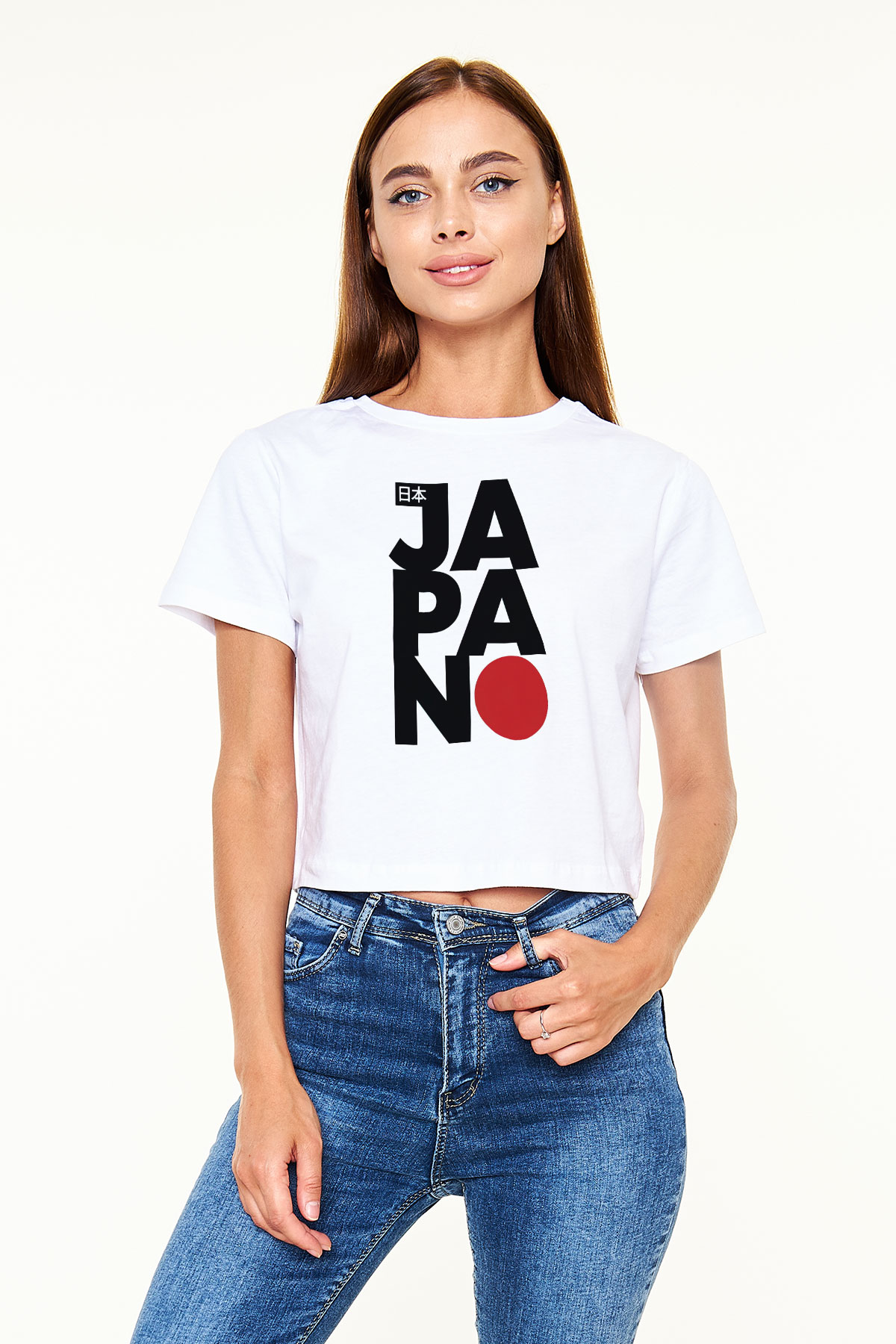 Japonya Beyaz  Crop Top Tişört