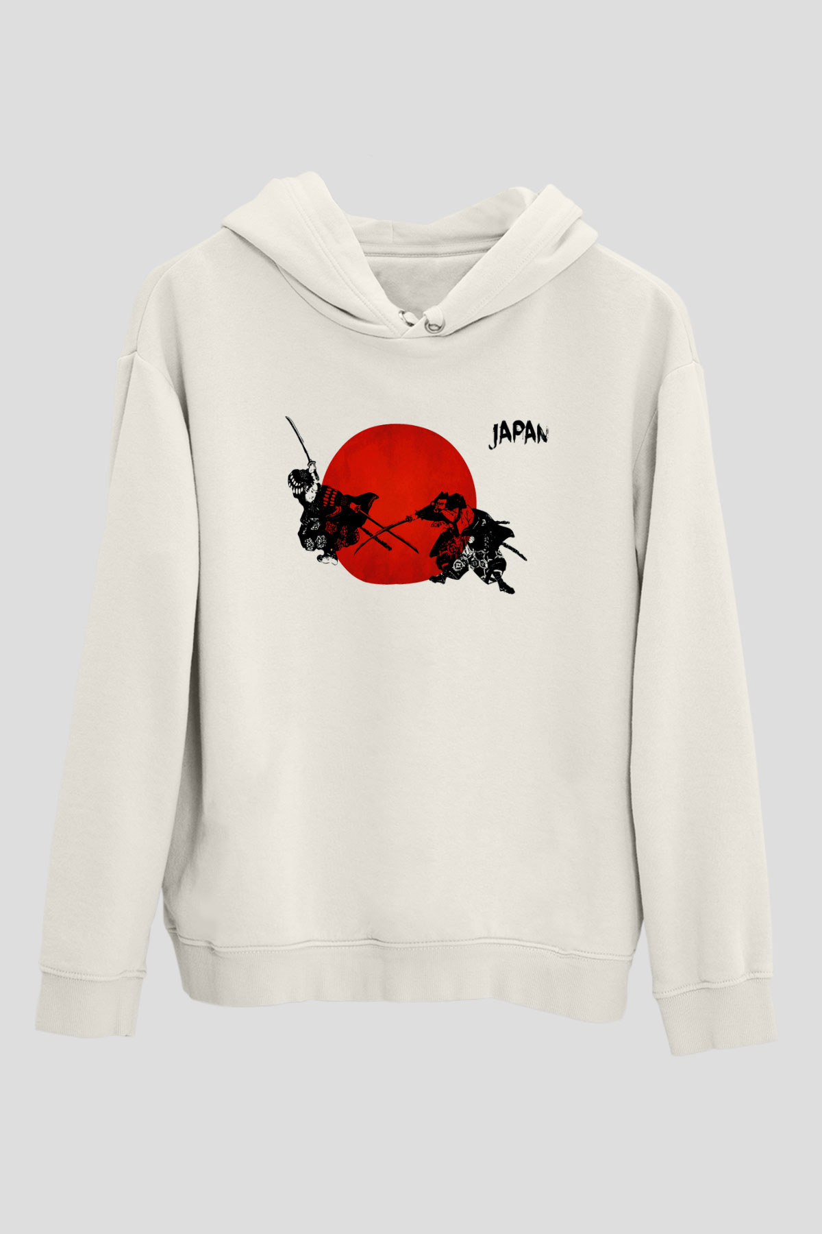 Japonya Beyaz Unisex Kapşonlu Sweatshirt