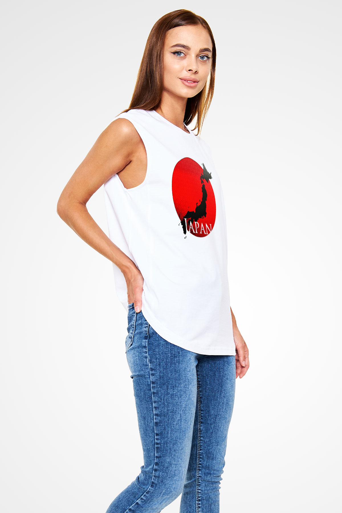 Japonya Beyaz Unisex Kolsuz Tişört