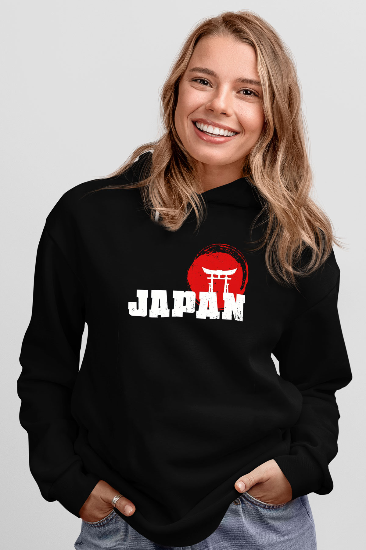 Japonya Siyah Unisex Hoodie