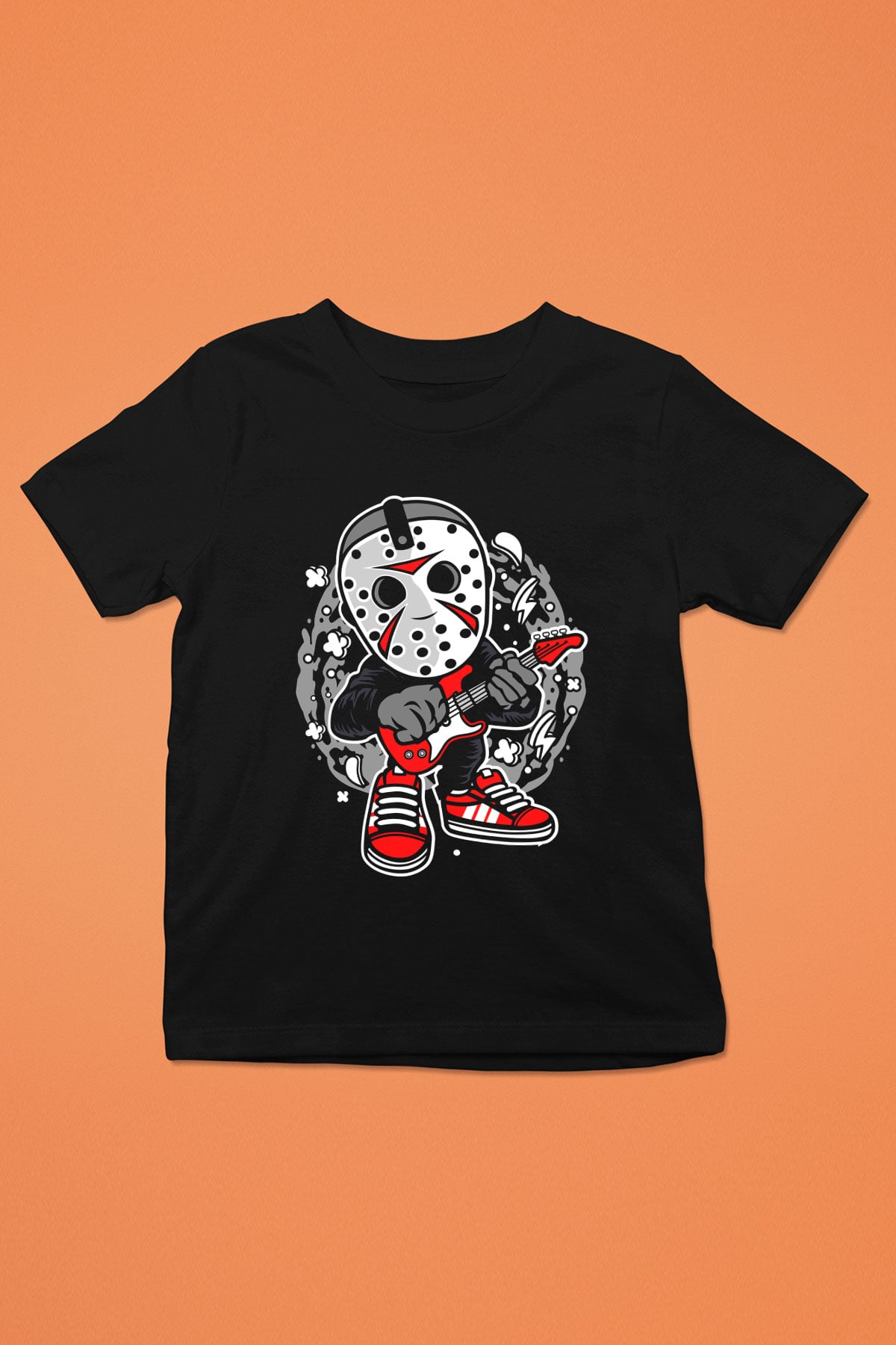 Jason Rockstar Baskılı Unisex Siyah Çocuk Tişört