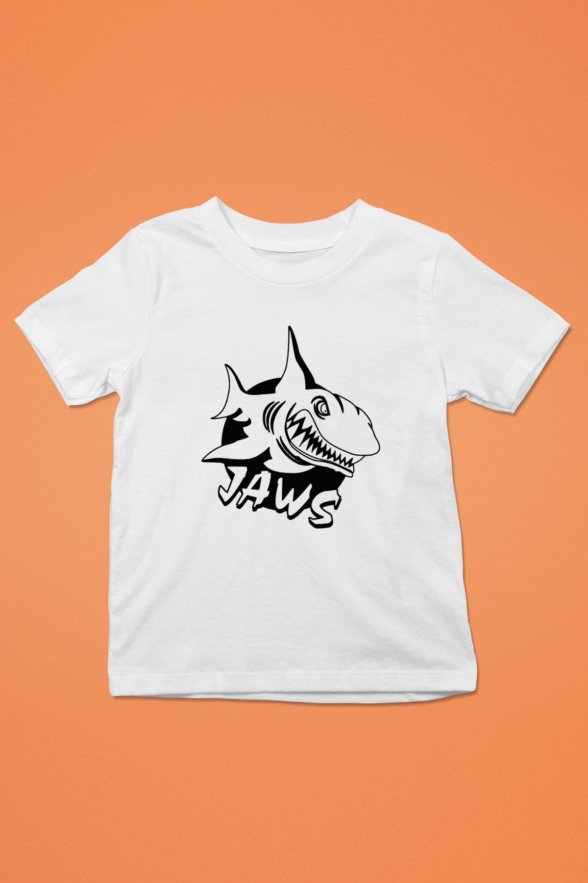 Jaws Baskılı Beyaz Unisex Çocuk Tişört
