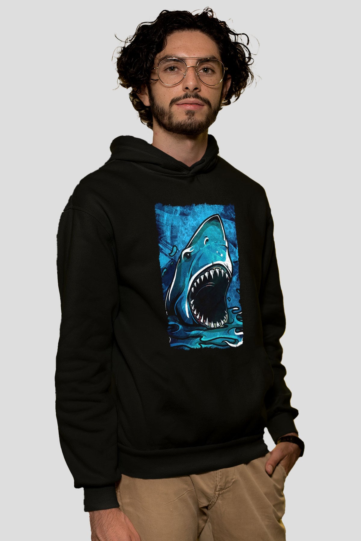 Jaws Siyah Unisex Hoodie