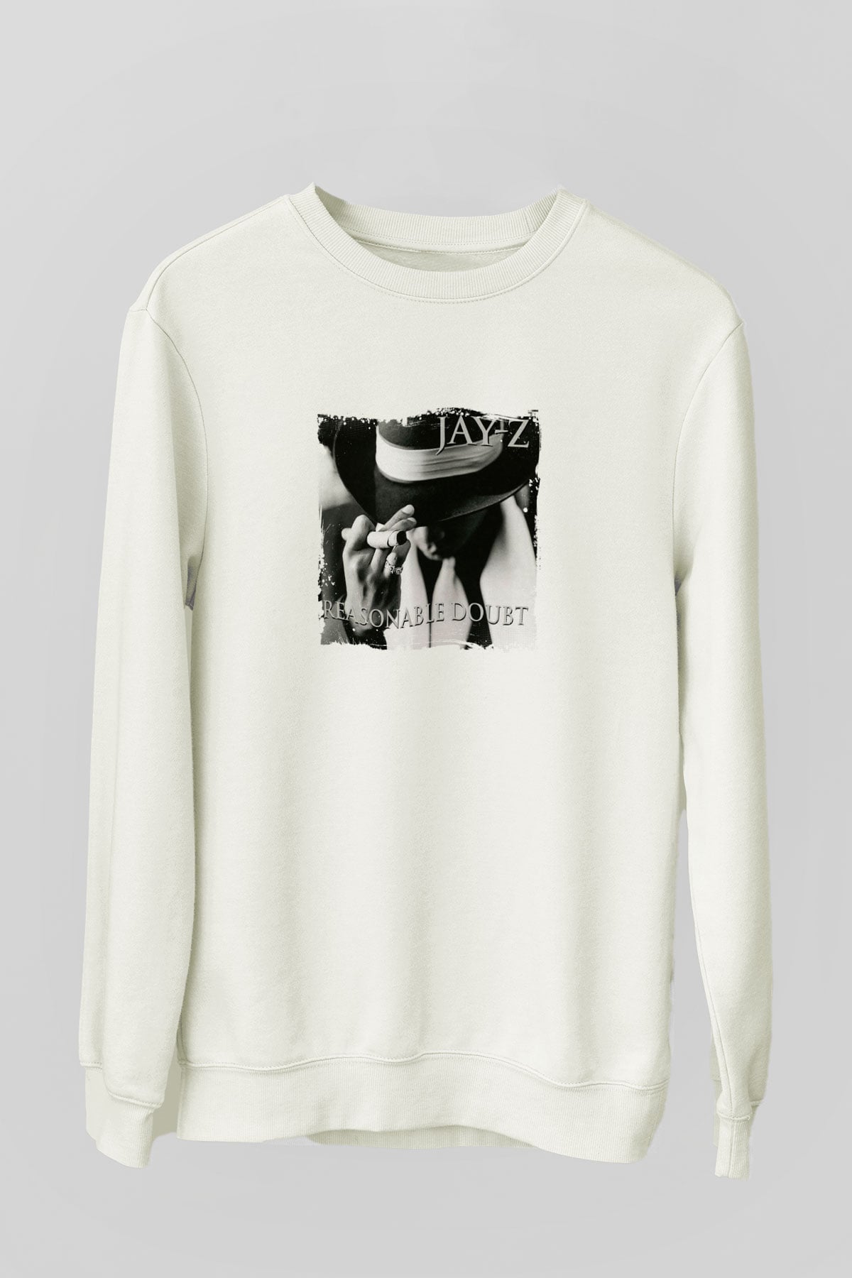 Jay-Z Baskılı Unisex Beyaz Sweatshirt