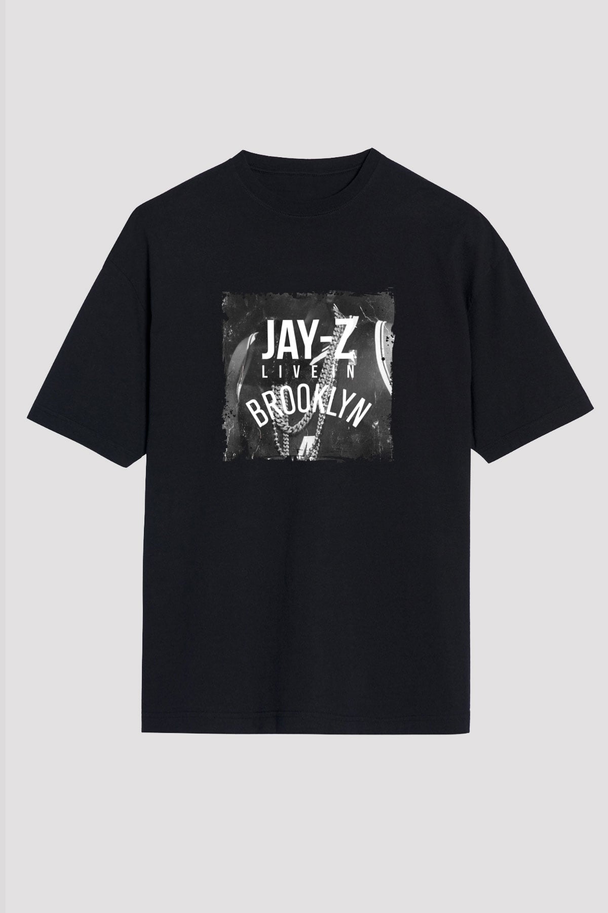 Jay-Z Baskılı Unisex Oversize Siyah Tişört