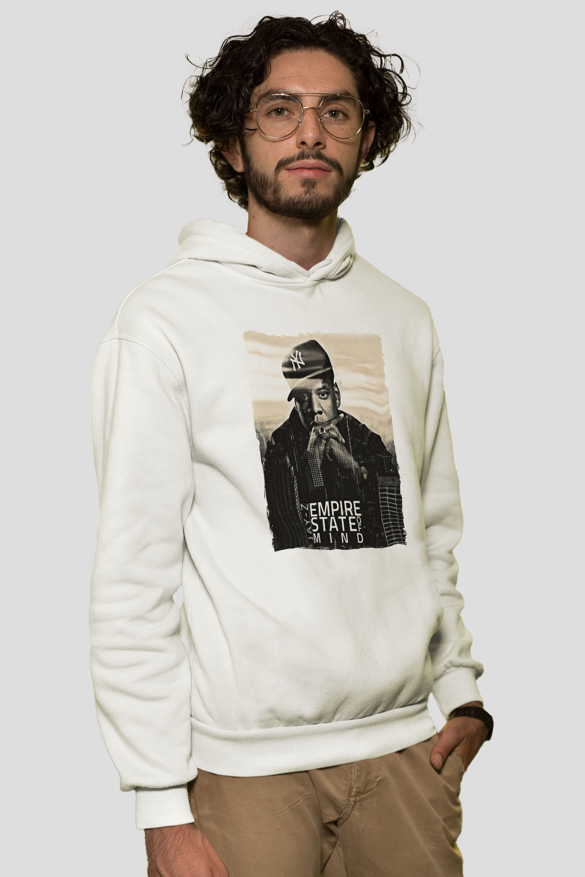 Jay-Z Beyaz Unisex Kapüşonlu Sweatshirt