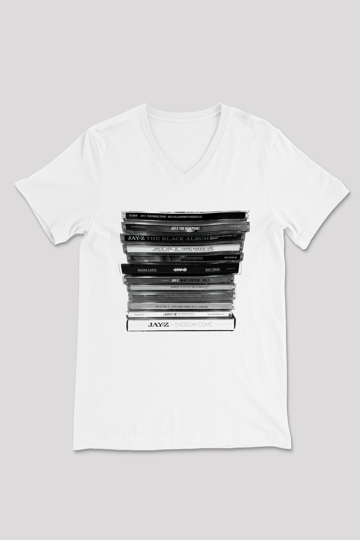 Jay-Z Beyaz Unisex V Yaka Tişört T-Shirt