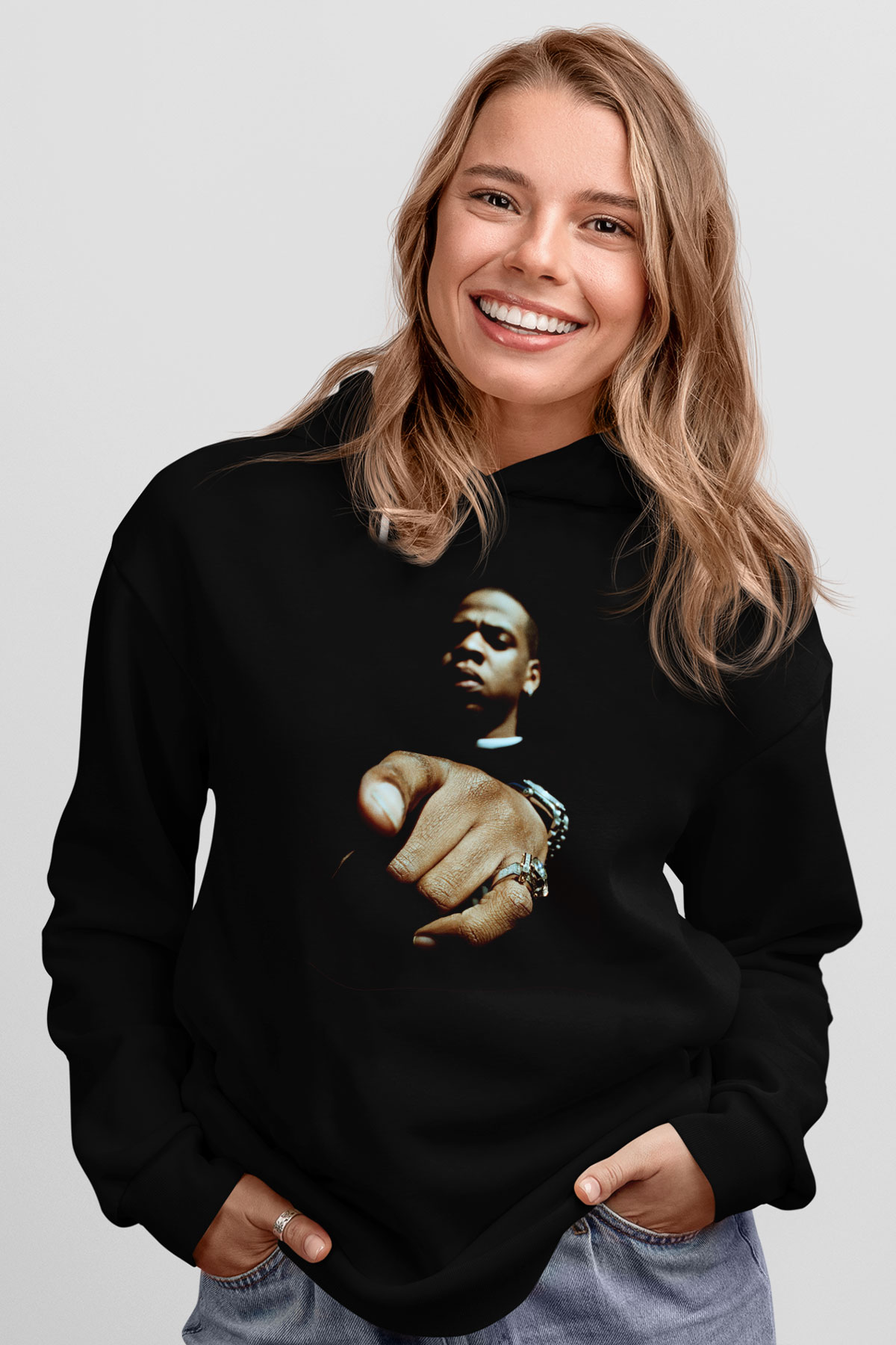 Jay-Z Siyah Unisex Kapüşonlu Sweatshirt