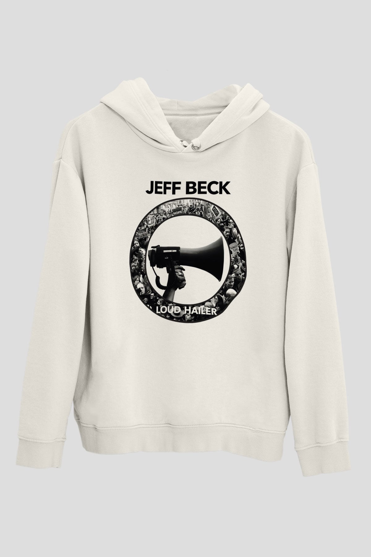 Jeff Beck Beyaz Unisex Kapşonlu Sweatshirt