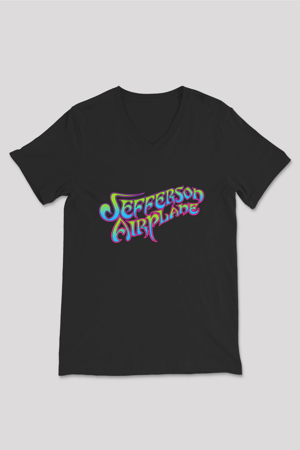 Jefferson Airplane Siyah Unisex V Yaka Tişört T-Shirt