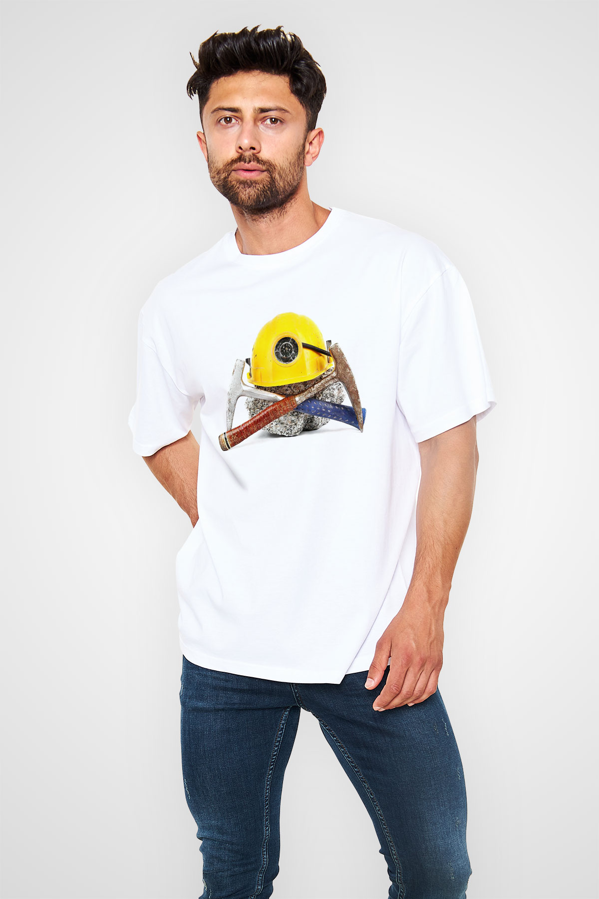 Jeolog Beyaz Unisex Oversize Tişört T-Shirt
