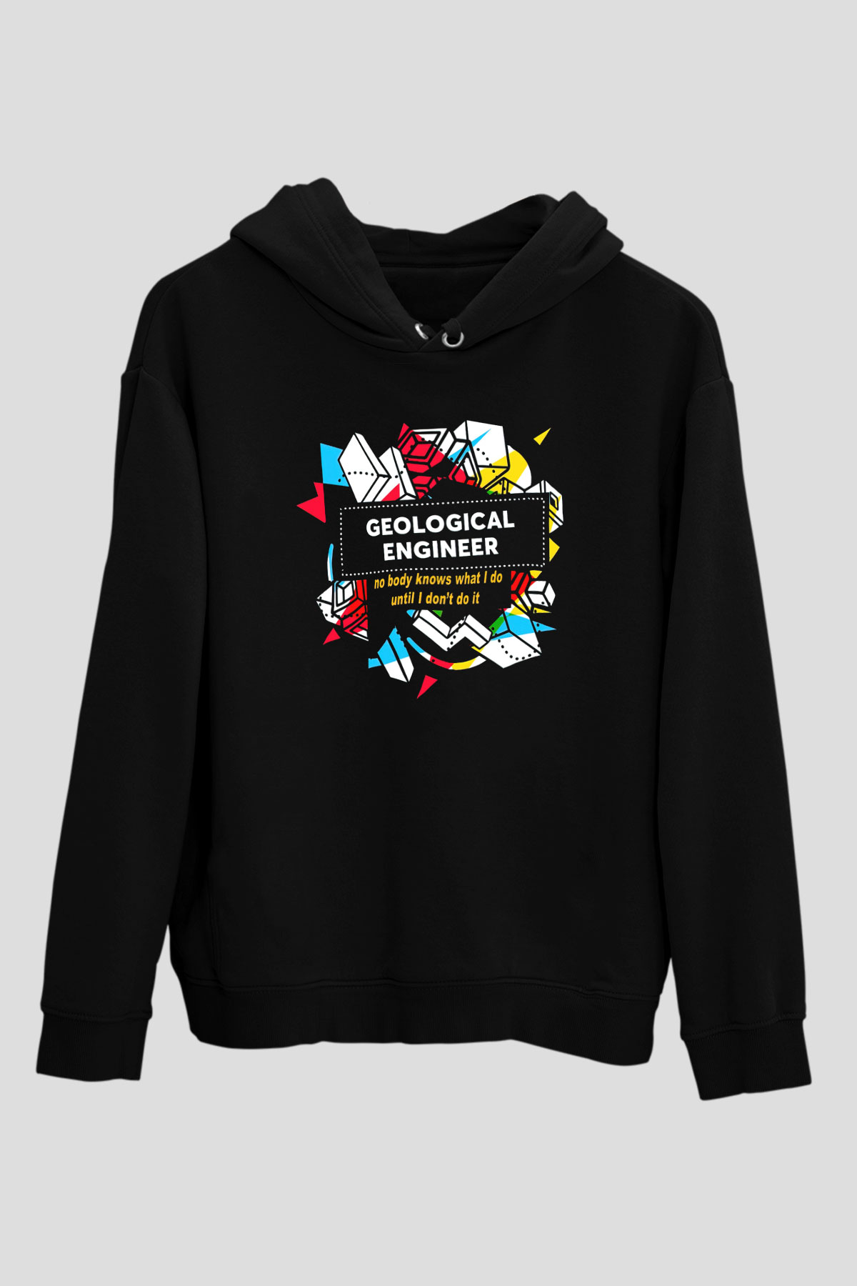 Jeoloji mühendisi Siyah Unisex Kapüşonlu Sweatshirt
