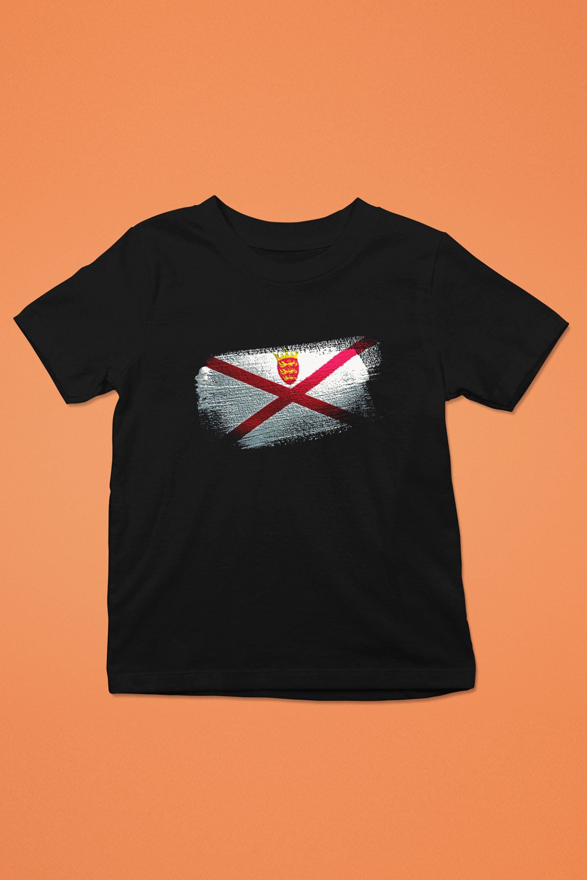Jersey Bayrağı Baskılı Unisex Siyah Çocuk Tişörtü