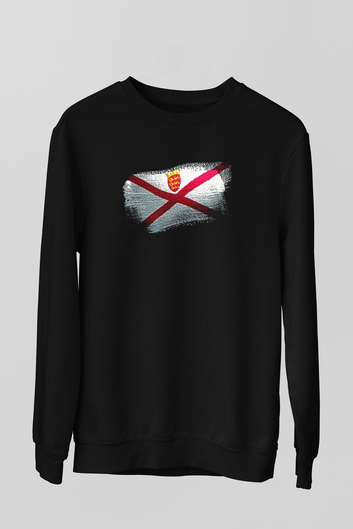 Jersey Bayrağı Baskılı Unisex Siyah Sweatshirt