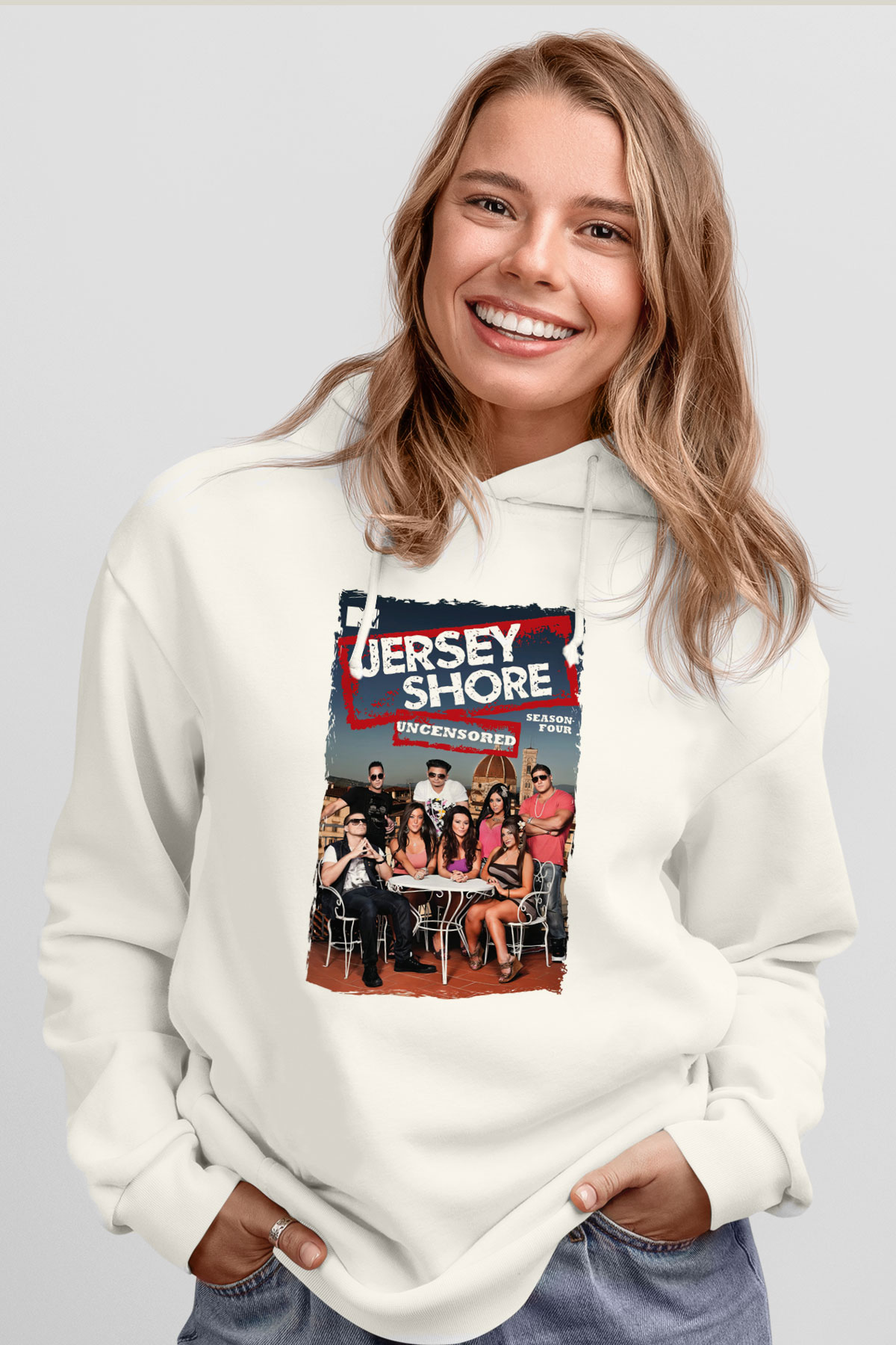 Jersey Shore Beyaz Unisex Hoodie