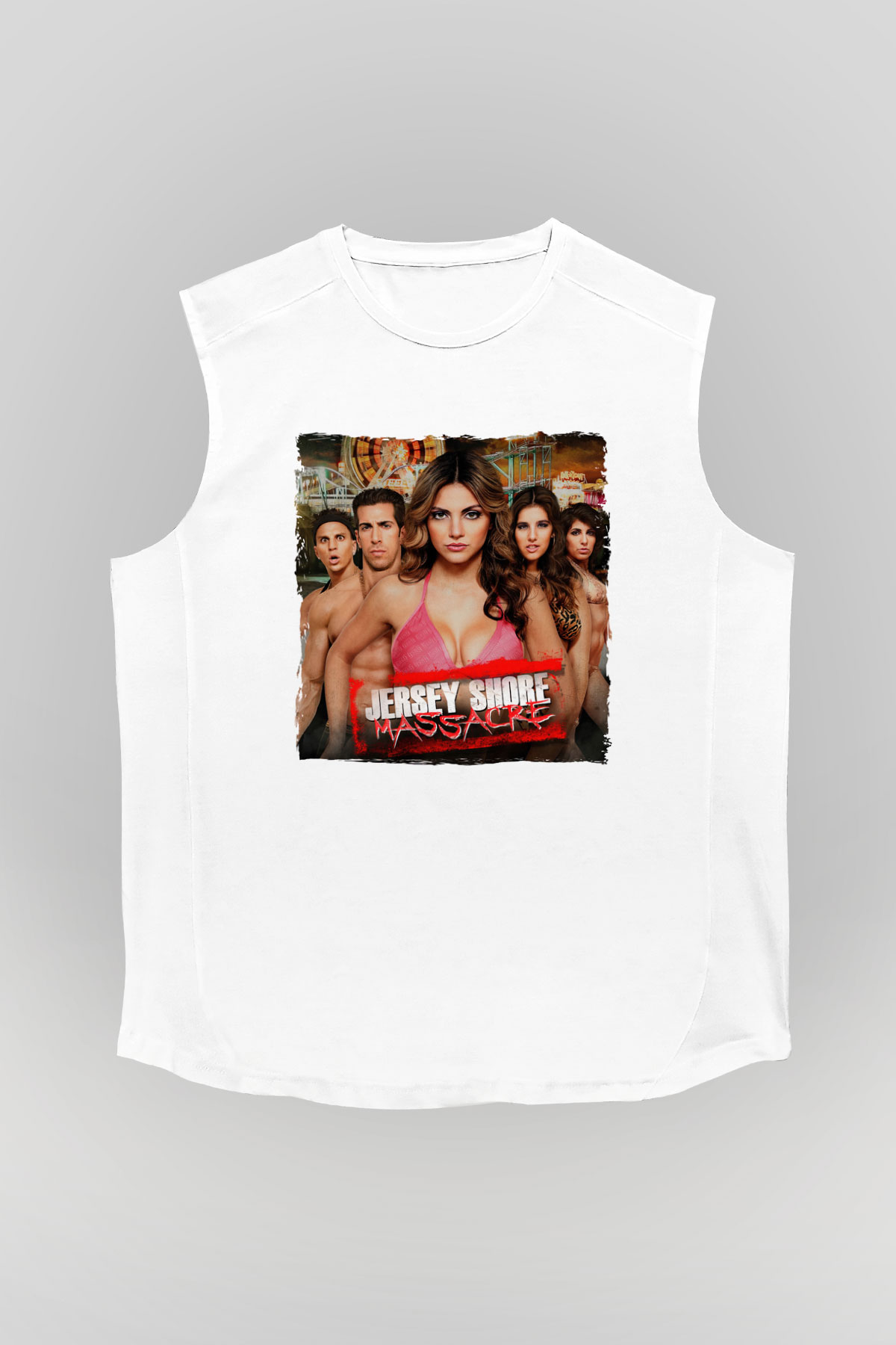 Jersey Shore Beyaz Unisex Kolsuz Tişört