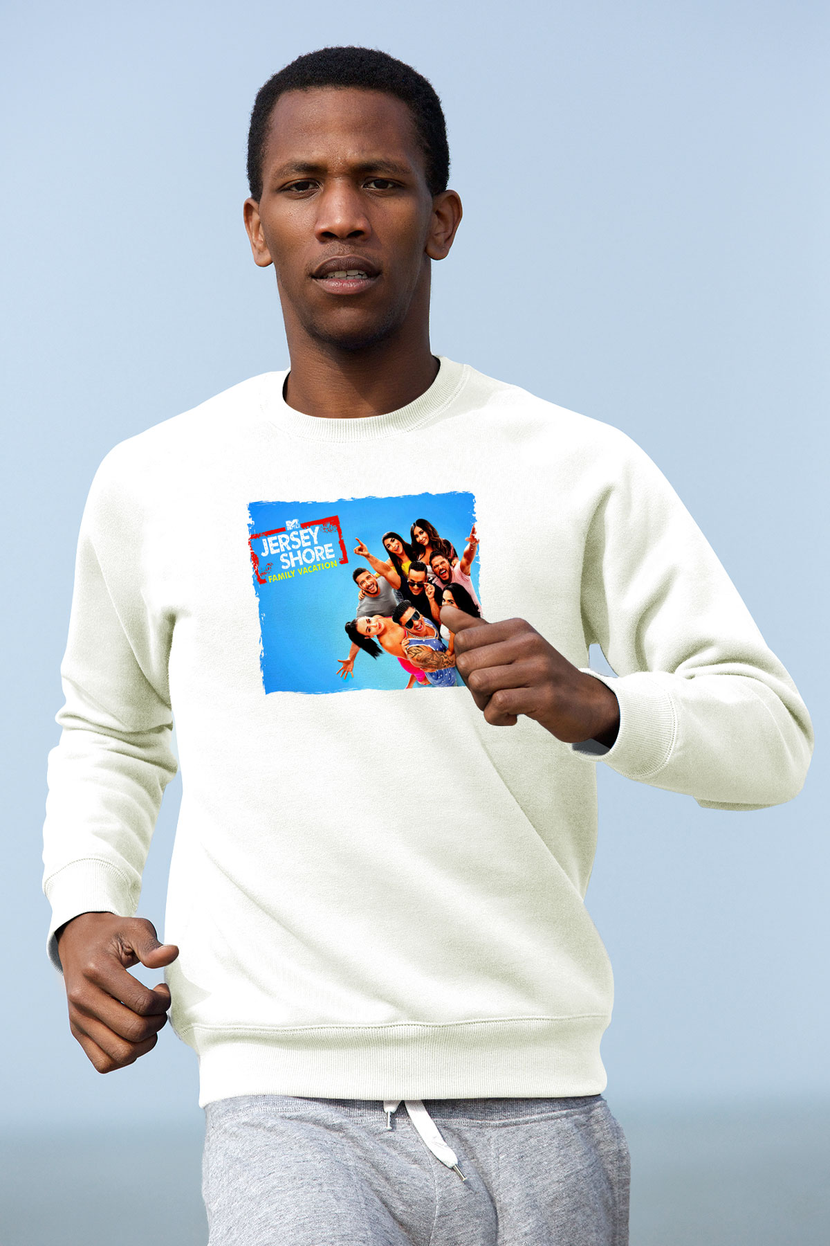 Jersey Shore Beyaz Unisex Sweatshirt