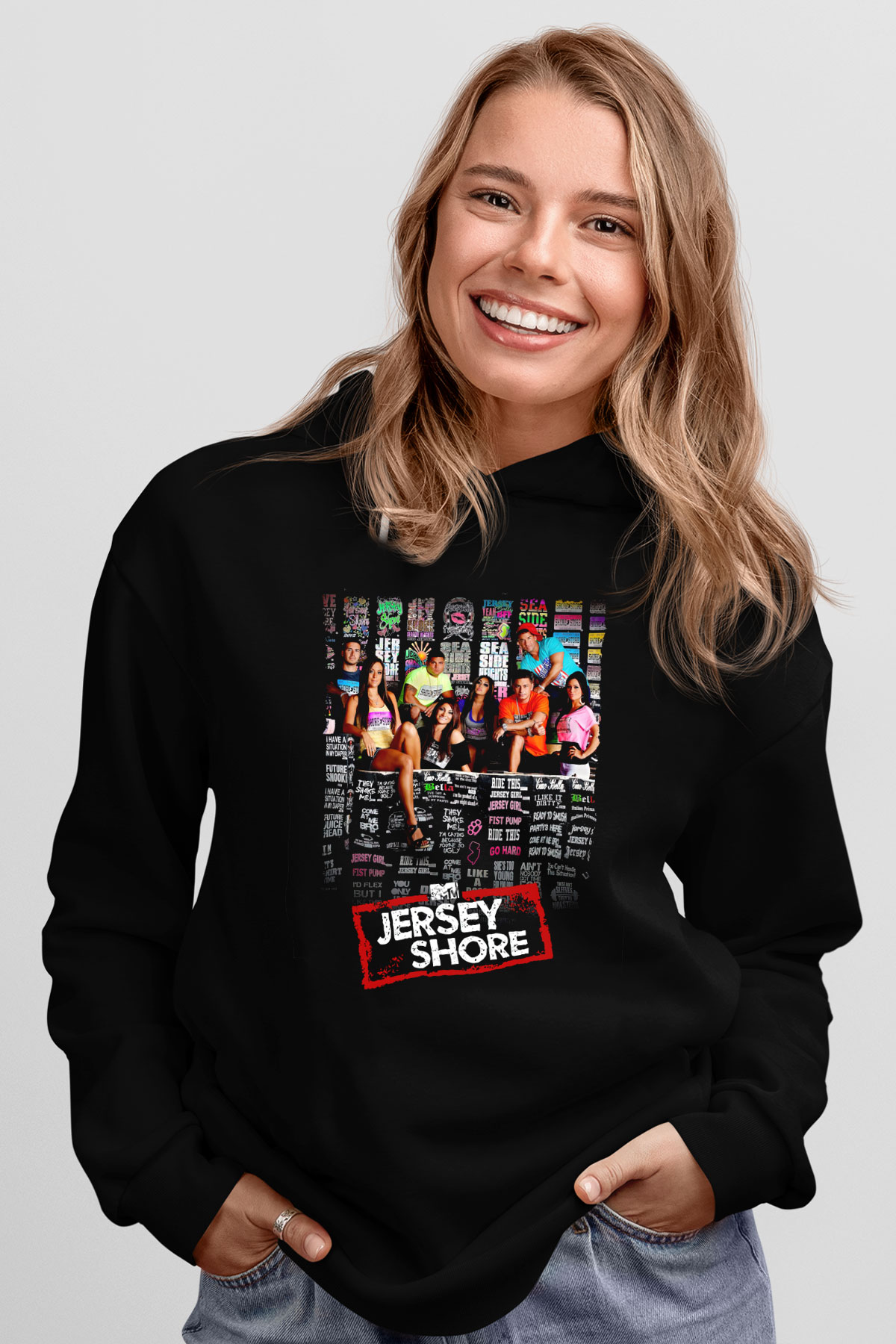 Jersey Shore Siyah Unisex Hoodie