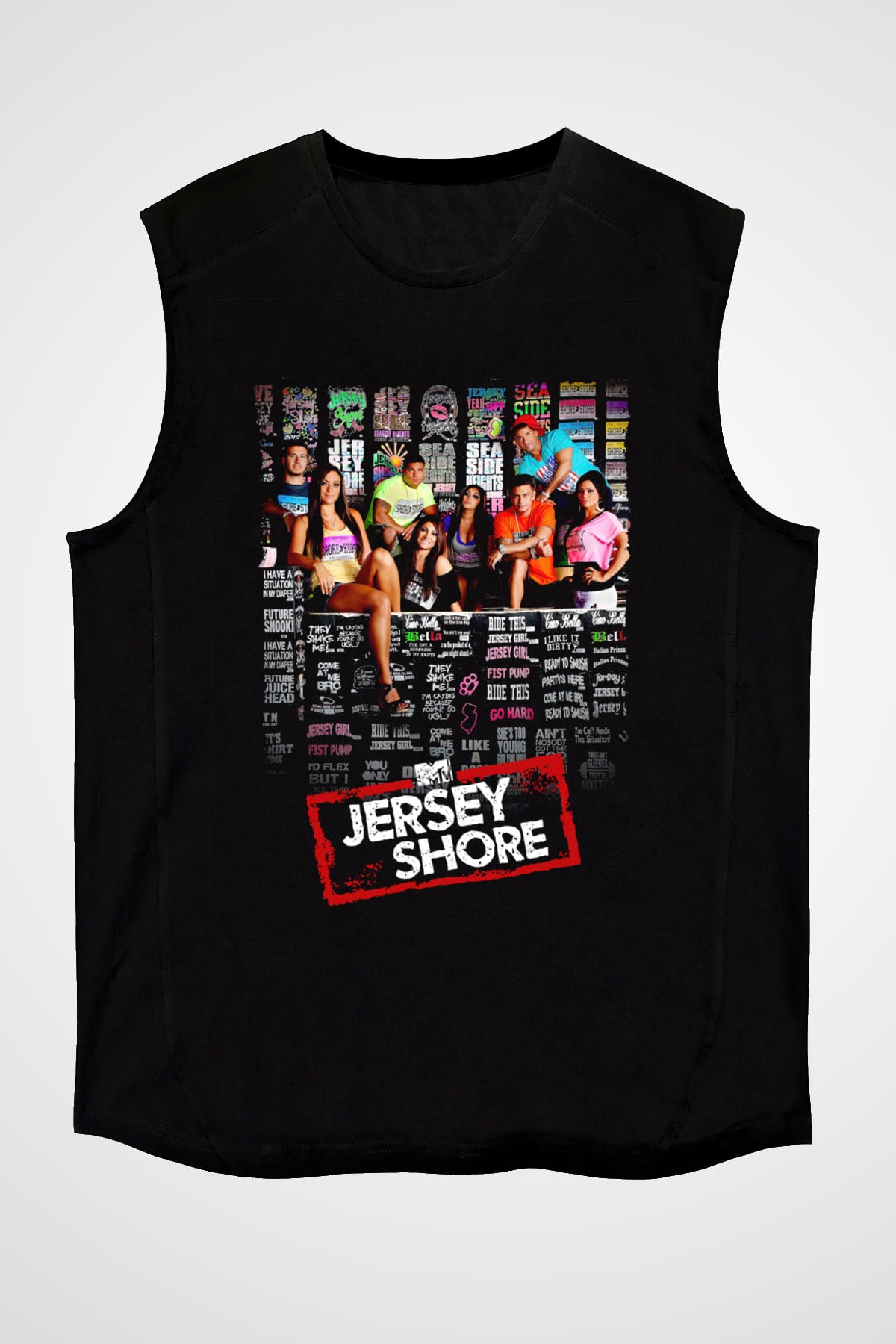 Jersey Shore Siyah Unisex Kolsuz Tişört