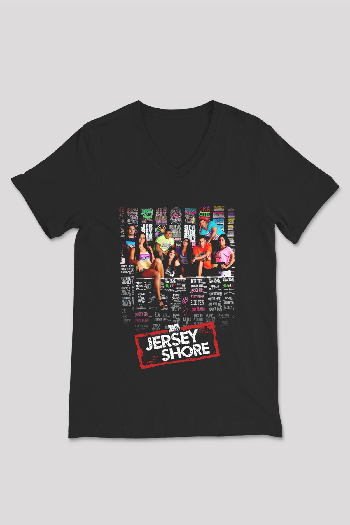 Jersey Shore Siyah Unisex V Yaka Tişört
