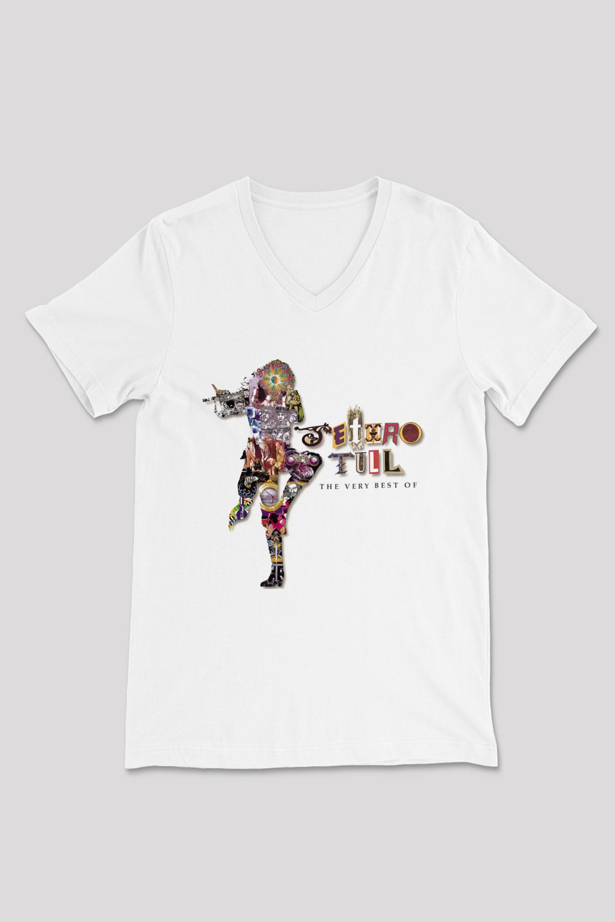 Jethro Tull Beyaz Unisex V Yaka Tişört T-Shirt