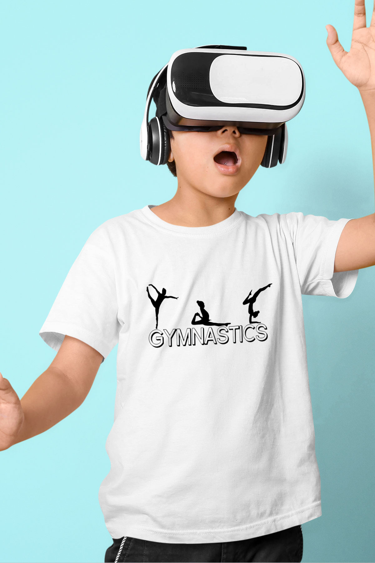 Jimnastik Baskılı Beyaz Unisex Çocuk Tişört