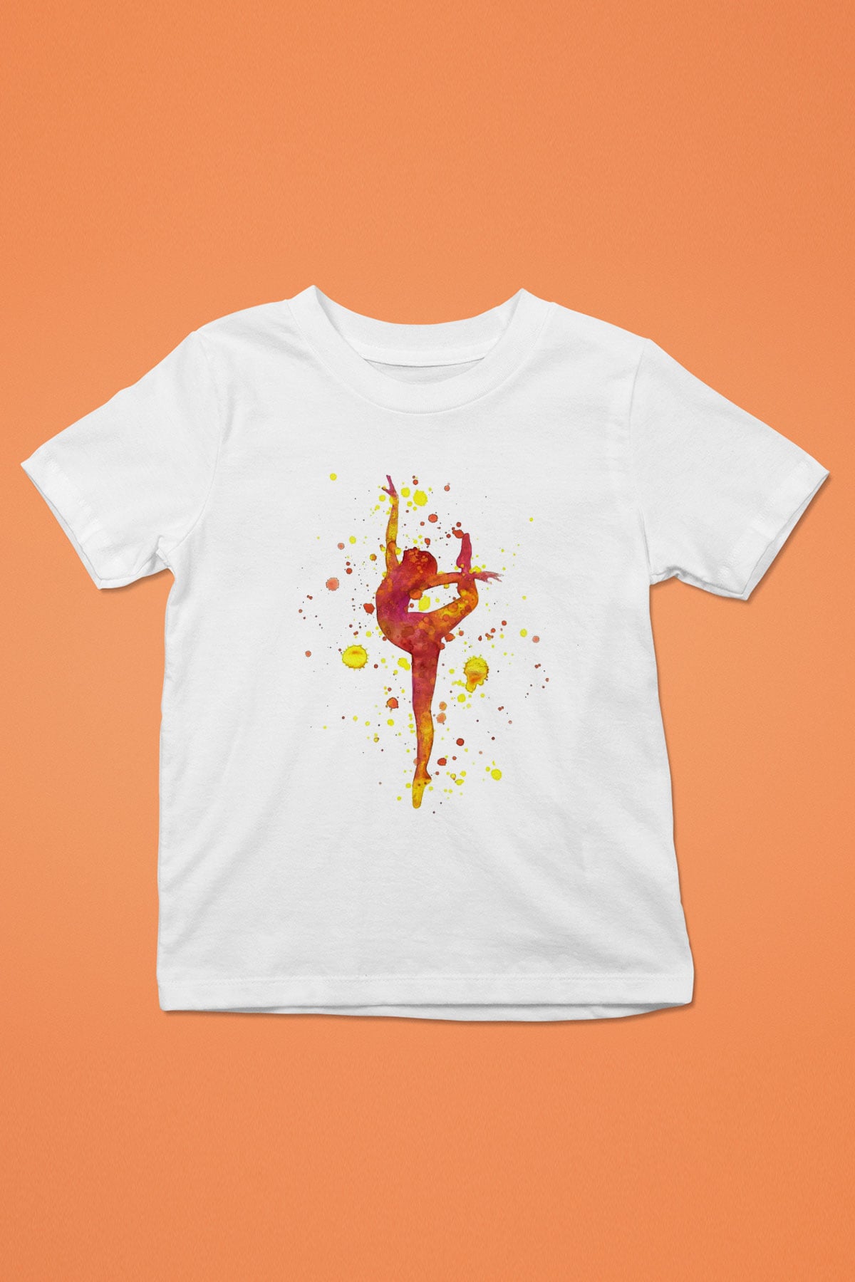 Jimnastik Baskılı Beyaz Unisex Çocuk Tişört