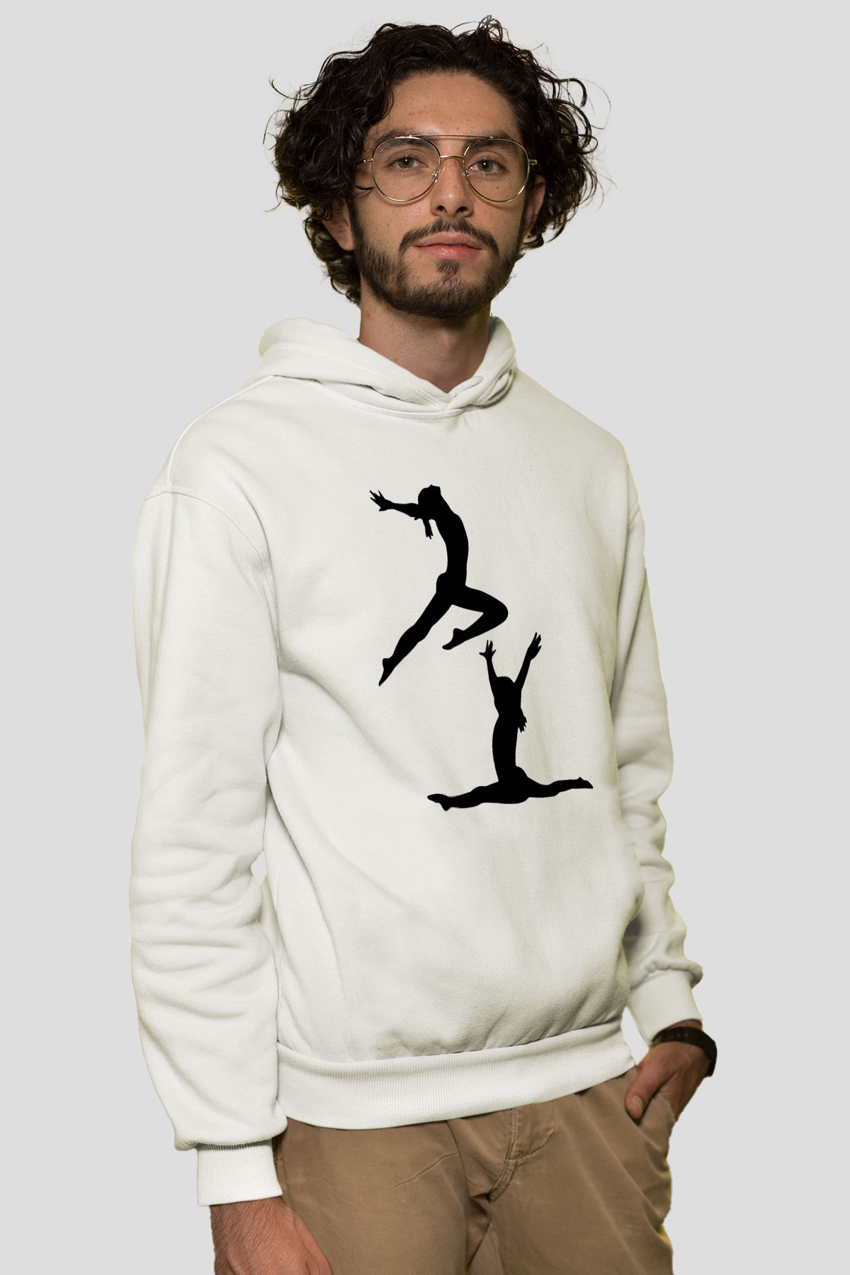 Jimnastik Beyaz Unisex Hoodie