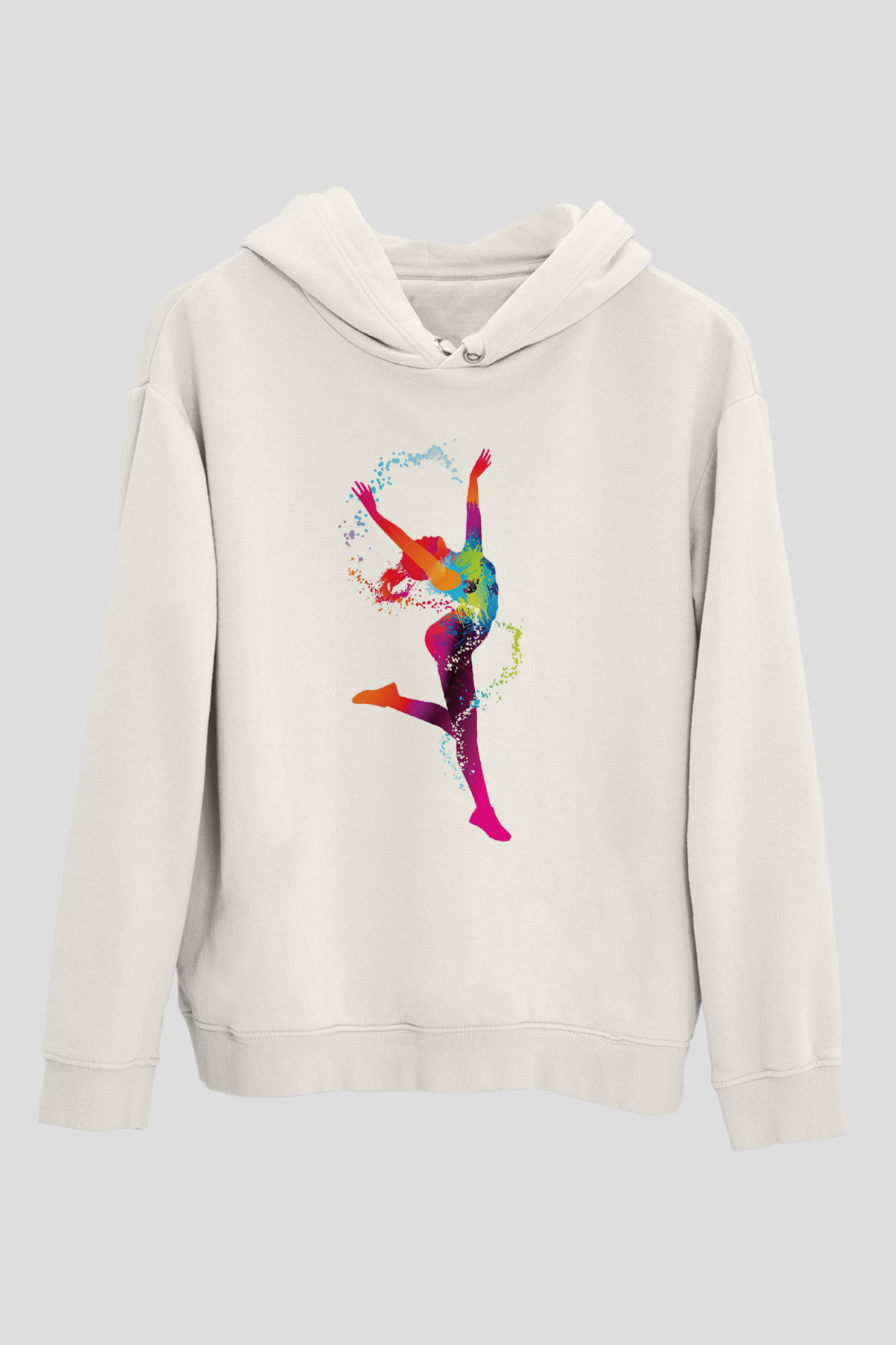 Jimnastik Beyaz Unisex Kapüşonlu Sweatshirt