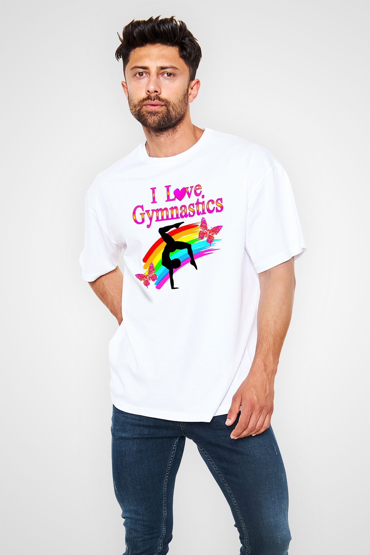 Jimnastik Beyaz Unisex Oversize Tişört T-Shirt