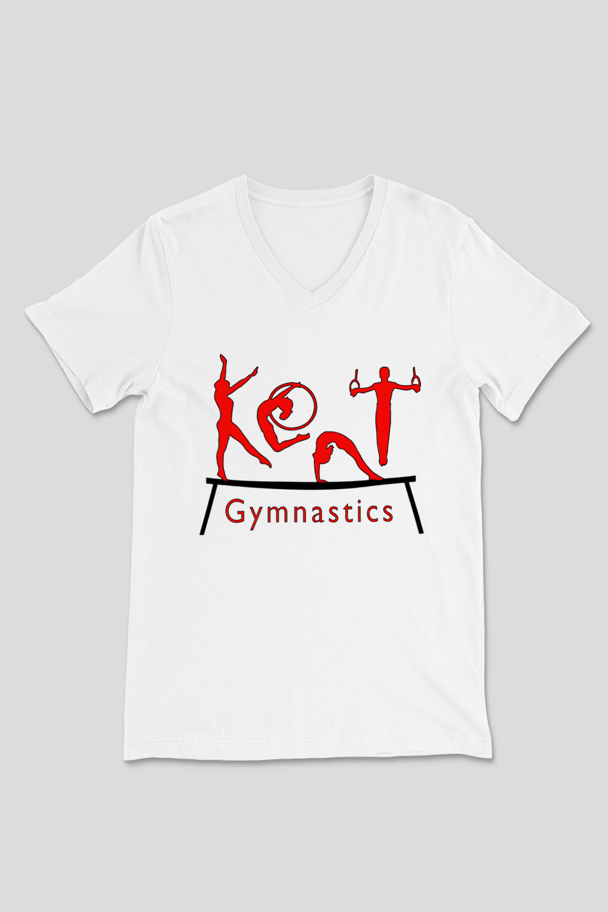 Jimnastik Beyaz Unisex V Yaka Tişört T-Shirt