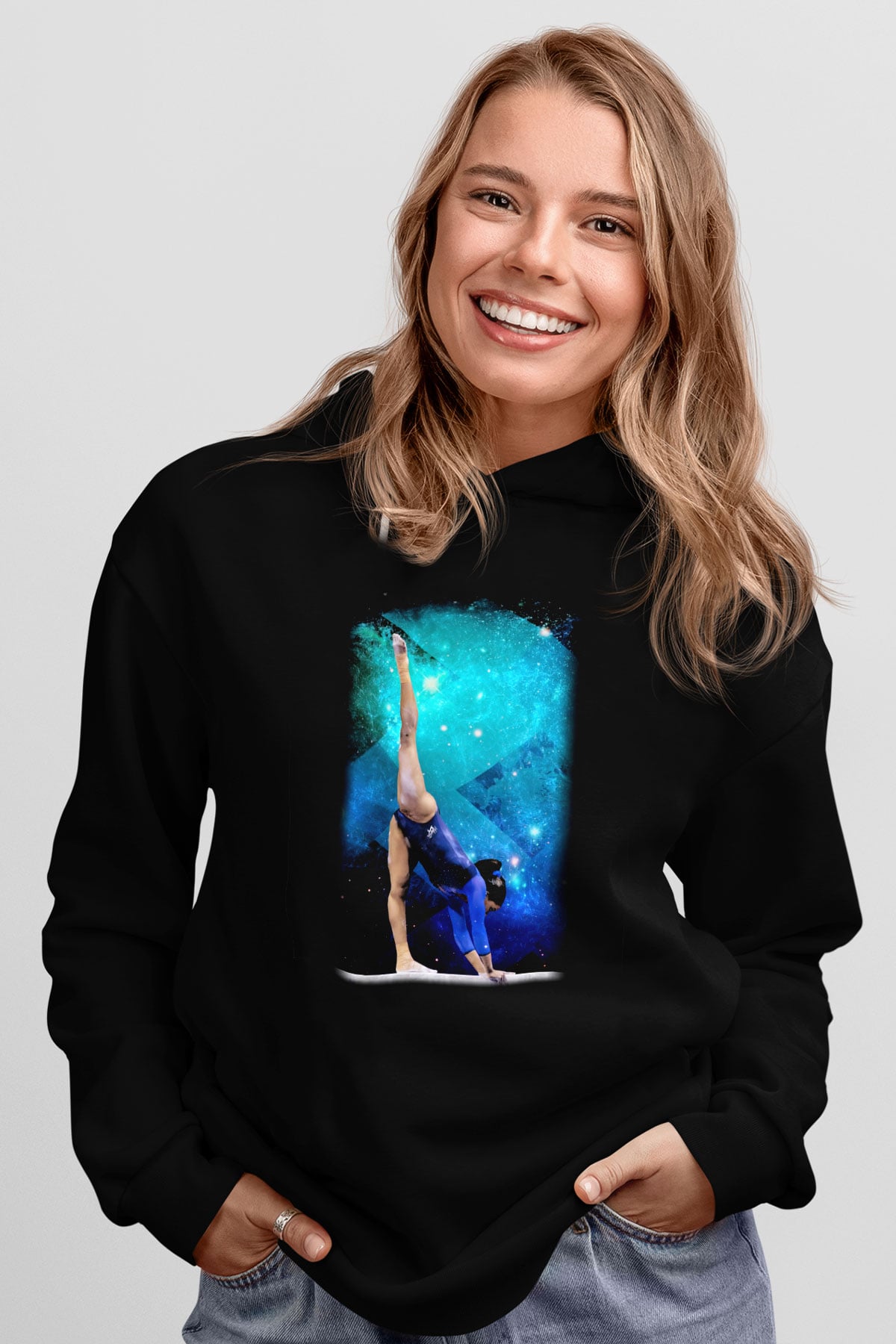 Jimnastik Siyah Unisex Hoodie