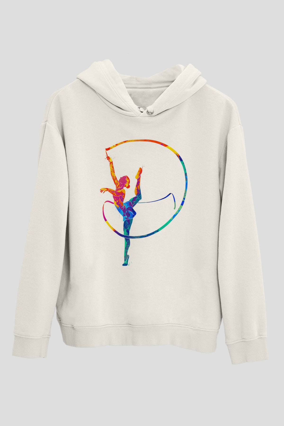Jimnastikçi Beyaz Unisex Kapüşonlu Sweatshirt