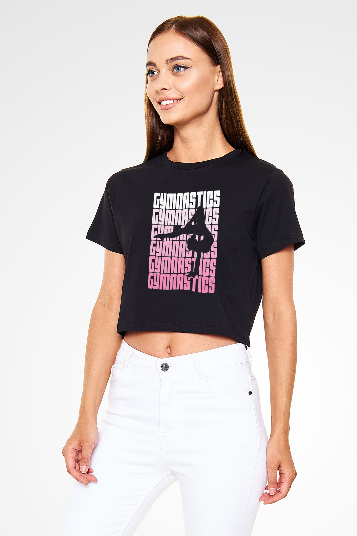 Jimnastikçi Siyah  Crop Top Tişört