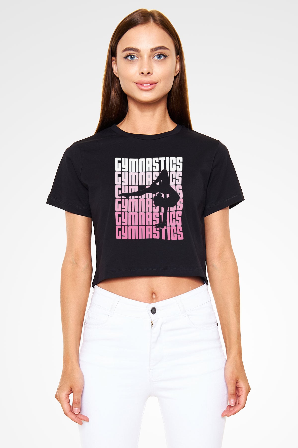 Jimnastikçi Siyah  Crop Top Tişört